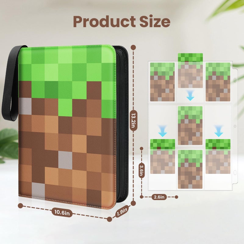 Winsing Trading Card Binder 9 Pocket, Holder 900 Pockets with 50 Removable Sleeves, Cards Binder Carrying Case Storage for Boys and Girls, 3 Ring Album Book for Sports,Game and Photo,Deep Green - Image 3