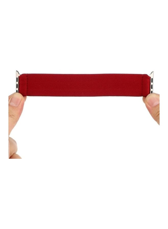 NIBEMINENT Solid Colour Silicone Replacement Strap Watchband For Apple Watch Series 1/2/3/4/5/6/7/SE 38-40-41mm Red - Image 5