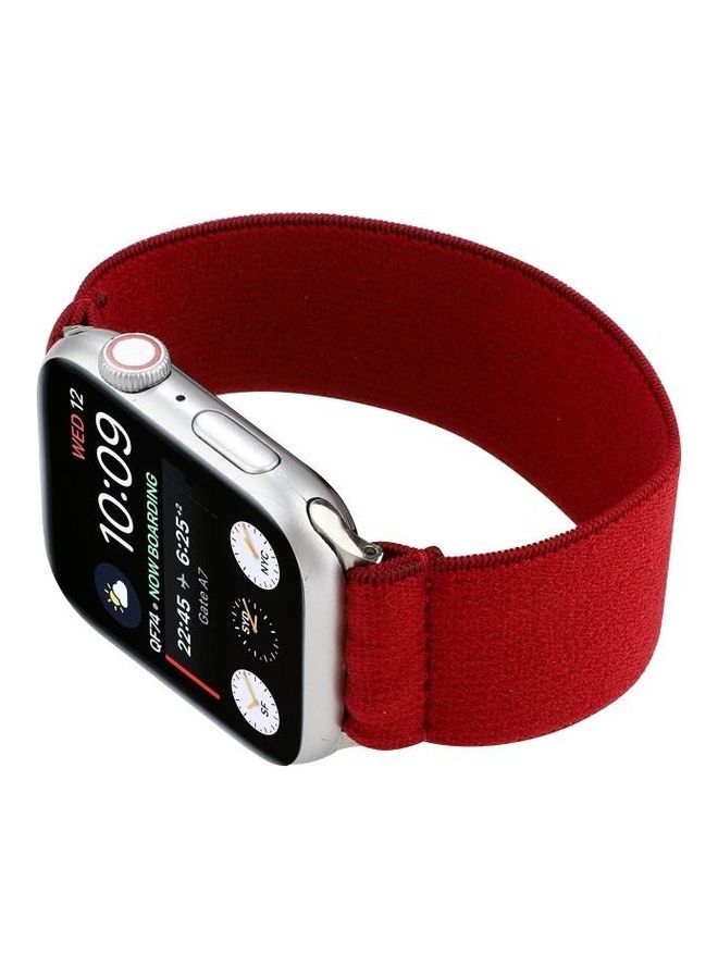 NIBEMINENT Solid Colour Silicone Replacement Strap Watchband For Apple Watch Series 1/2/3/4/5/6/7/SE 38-40-41mm Red - Image 3