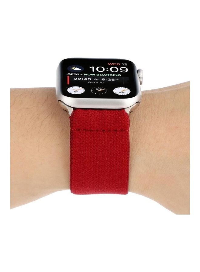 NIBEMINENT Solid Colour Silicone Replacement Strap Watchband For Apple Watch Series 1/2/3/4/5/6/7/SE 38-40-41mm Red - Image 4