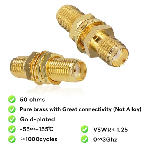 Boobrie SMA Socket Connector Panel Chassis Mount SMA Female to Female Bulkhead Extendable Antenna Jack Adapter for Antennas Wireless LAN Devices Coaxial Cable Pack of 5 - Image 3
