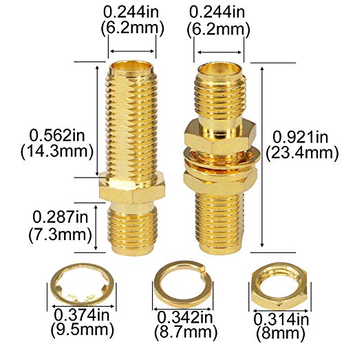 Boobrie SMA Socket Connector Panel Chassis Mount SMA Female to Female Bulkhead Extendable Antenna Jack Adapter for Antennas Wireless LAN Devices Coaxial Cable Pack of 5 - Image 4