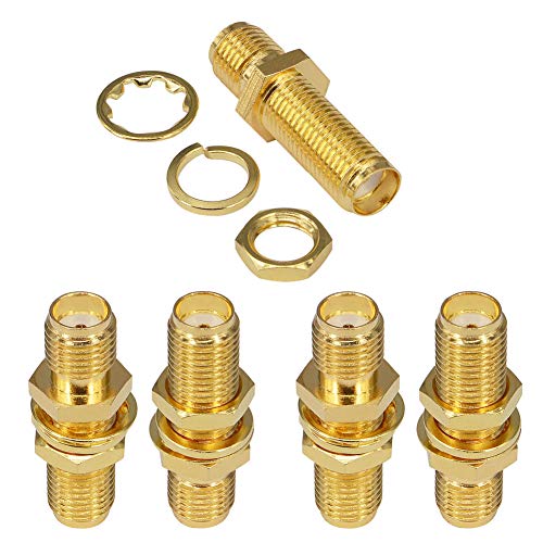 Boobrie SMA Socket Connector Panel Chassis Mount SMA Female to Female Bulkhead Extendable Antenna Jack Adapter for Antennas Wireless LAN Devices Coaxial Cable Pack of 5 - Image 1
