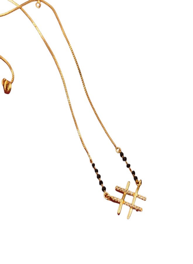 AAIKU Short Fancy Mangalsutra 18 Inch for Women | Stylish in Saree, kurti, Office Wear, Wastern Dress | Gift for Wife MANGALSUTRA (M1838) - Image 1