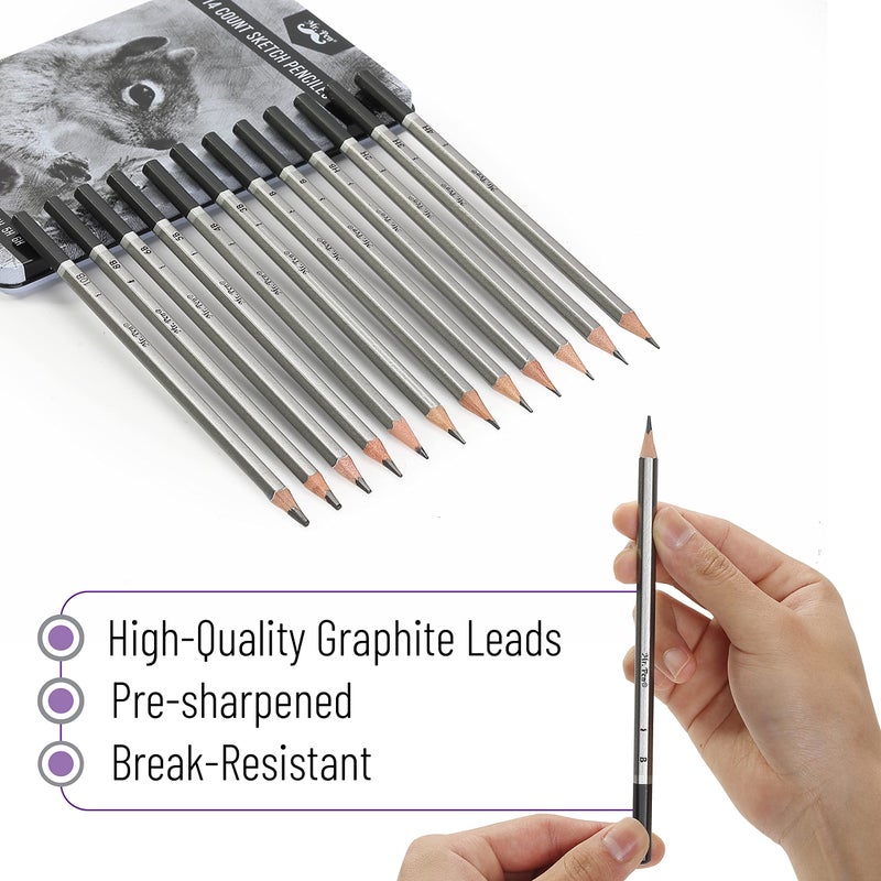 Mr. Pen- Sketch Pencils for Drawing, 14 Pack, Drawing Pencils, Art Pencils, Graphite Pencils, Graphite Pencils for Drawing, Art Pencils for Drawing and Shading - Image 3