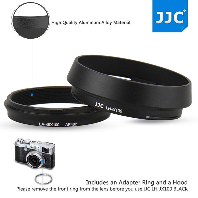 JJC Metal Lens Hood Shade Protector with 49mm Filter Adapter Ring for Fujifilm X100VI X100V X100F X100T X100S X100 X70 Replaces Fujifilm LH-X100 Lens Hood & AR-X100 Filter Adapter Ring/Black - Image 3