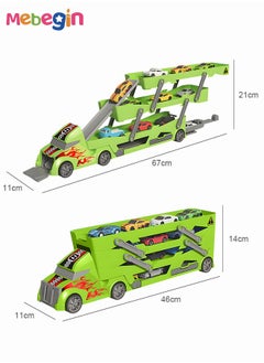 MEBEGIN Storage Cart with 3-tier Carriers and 10 Mini Sliding Cars, Deformation Ejection Car Playset, Children's Parking Lot Toys, Creative Travel Toy, Easy to Storage and Carry, Ideal Gift for Kids  - Image 4