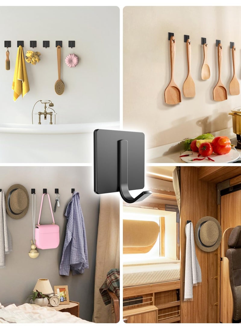 SOLARAE Towel Hooks, 6 Pack Improved Adhesive Hooks, Heavy Duty and Waterproof , Wall Hooks for Hanging Towels, and More - Ideal for Bathroom, Kitchen, Easy Wall Mounting - Image 5