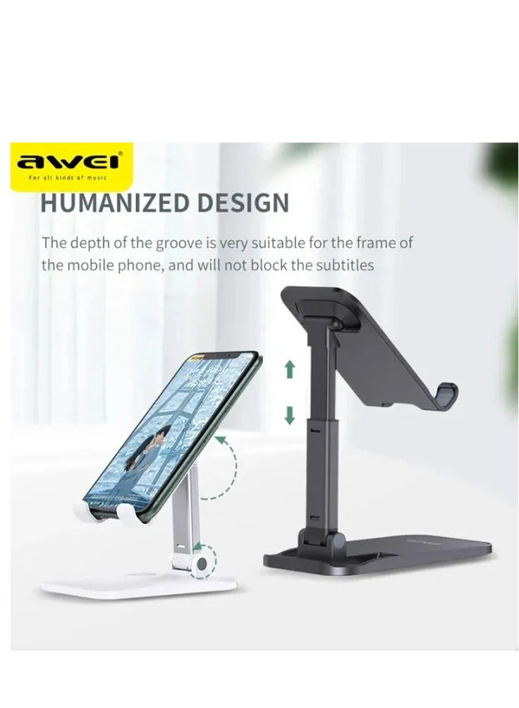 Awei X11 Foldable Desktop Holder - Aluminum - Holder Stand For (Mobile Phone/Tablet) -Black - Image 1