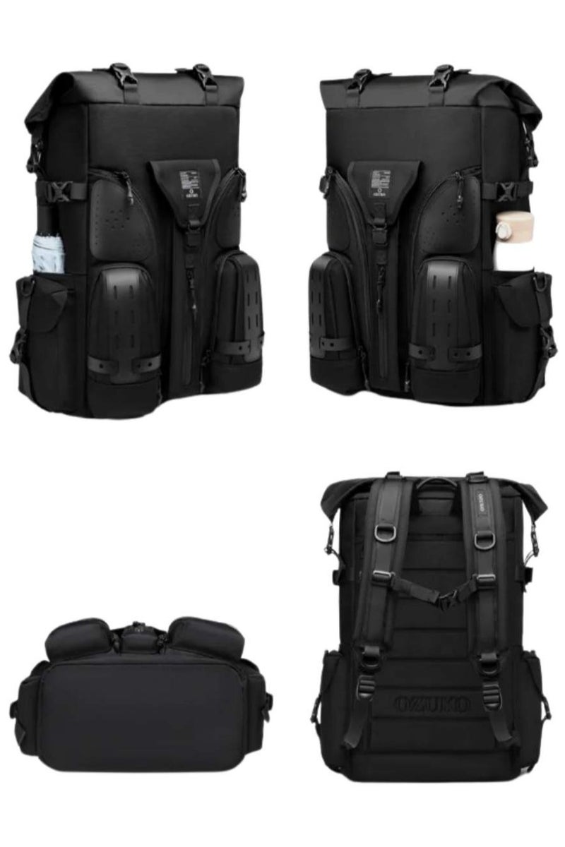 أوزوكو 9631 حقيبة ظهر بسعة كبيرة للابتوب – مقاومة للماء، بتصميم رياضي خارجي، أسود - Image 4