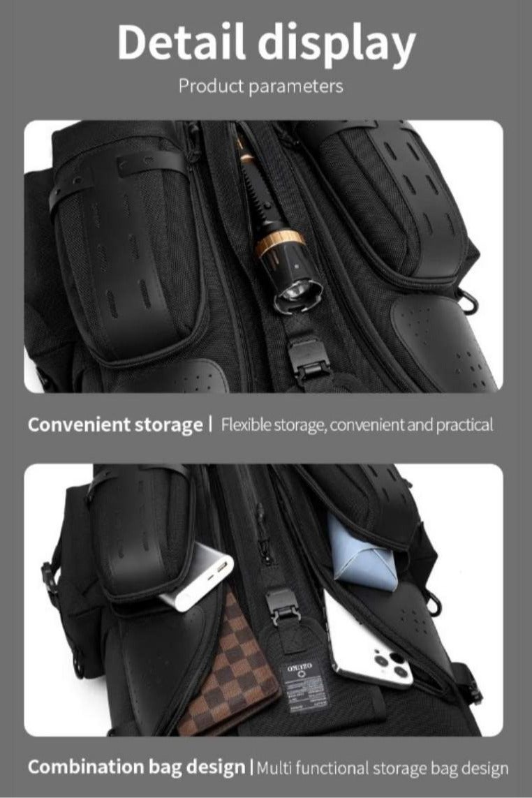أوزوكو 9631 حقيبة ظهر بسعة كبيرة للابتوب – مقاومة للماء، بتصميم رياضي خارجي، أسود - Image 5