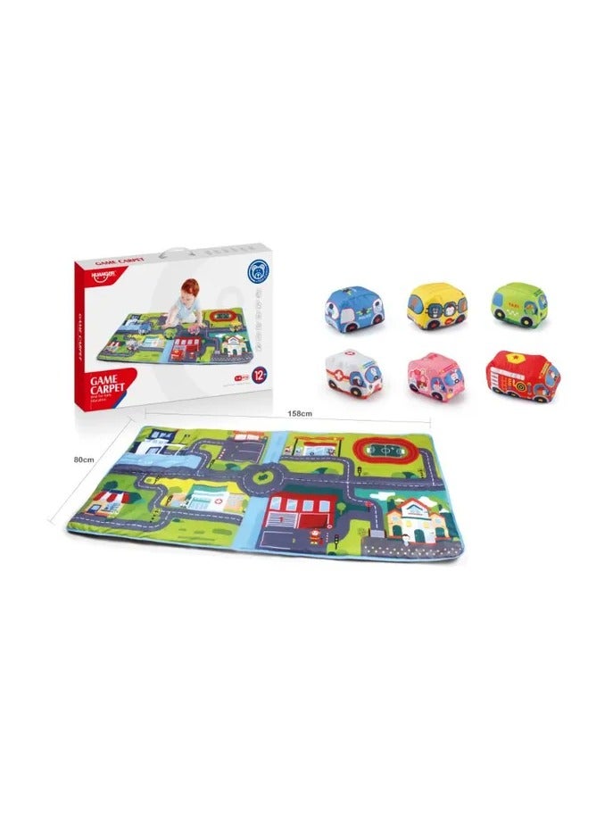 Toy Box Car Rug Play Mat And Mixed Kids Toy Cars & Trucks Puffy Foamy Body Hard Wheels For Kids 158x80cm - Image 2