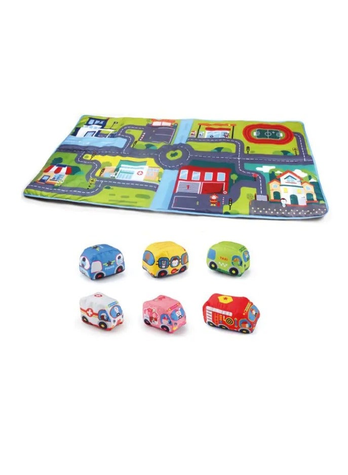 Toy Box Car Rug Play Mat And Mixed Kids Toy Cars & Trucks Puffy Foamy Body Hard Wheels For Kids 158x80cm - Image 4