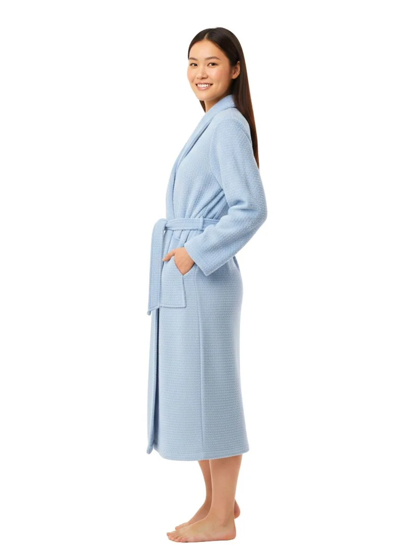 1Chase Jacquard Spa Bathrobe (L/XL, Light Blue) – Luxury Soft & Absorbent Adjustable Robe
