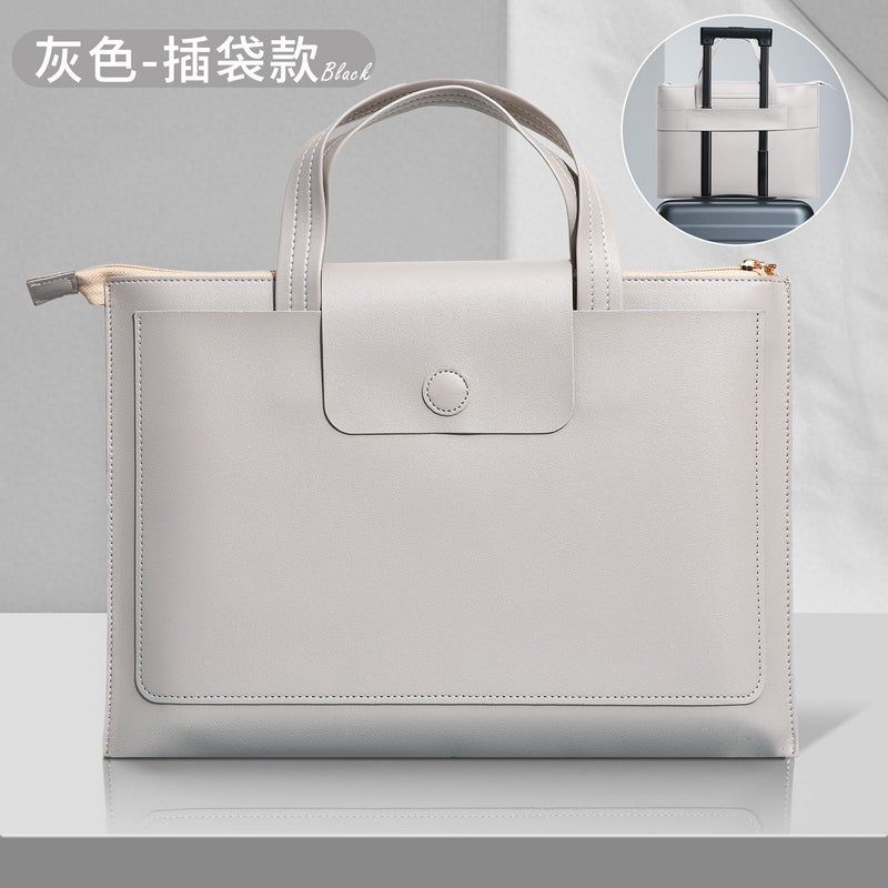 Gray Handheld Zipper Insert File Bag