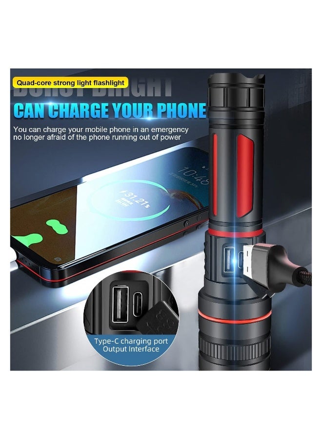 Rechargeable LED Flashlights High Lumens 120000 Lumens Super Bright Flashlight 5 Modes Zoomable IP68 Waterproof Tactical Flashlights for Emergencies Camping Gift