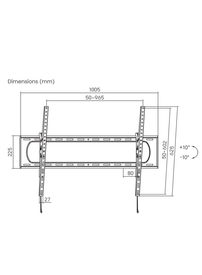 Master Wall Mount TV Bracket with 10 Degree Tilt for 60" 65" 70" 75" 80" 85" 90" 100" 120" TV Max 900x600, Black - Image 5