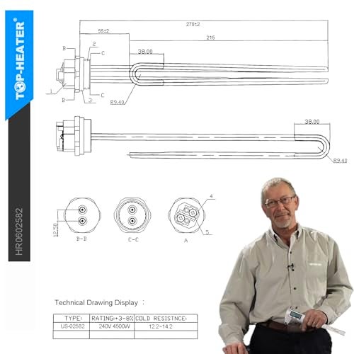 TOP-HEATER Water Heater Element 4500W,Foldback Type universal screw-in 02582 Heater Heating Elements By TOP-HEATER,Heater Element Replacement 2Pack, Fits Most Models As AO Smith, GE, Kenmore,Maytag,Whirlpool - Image 3