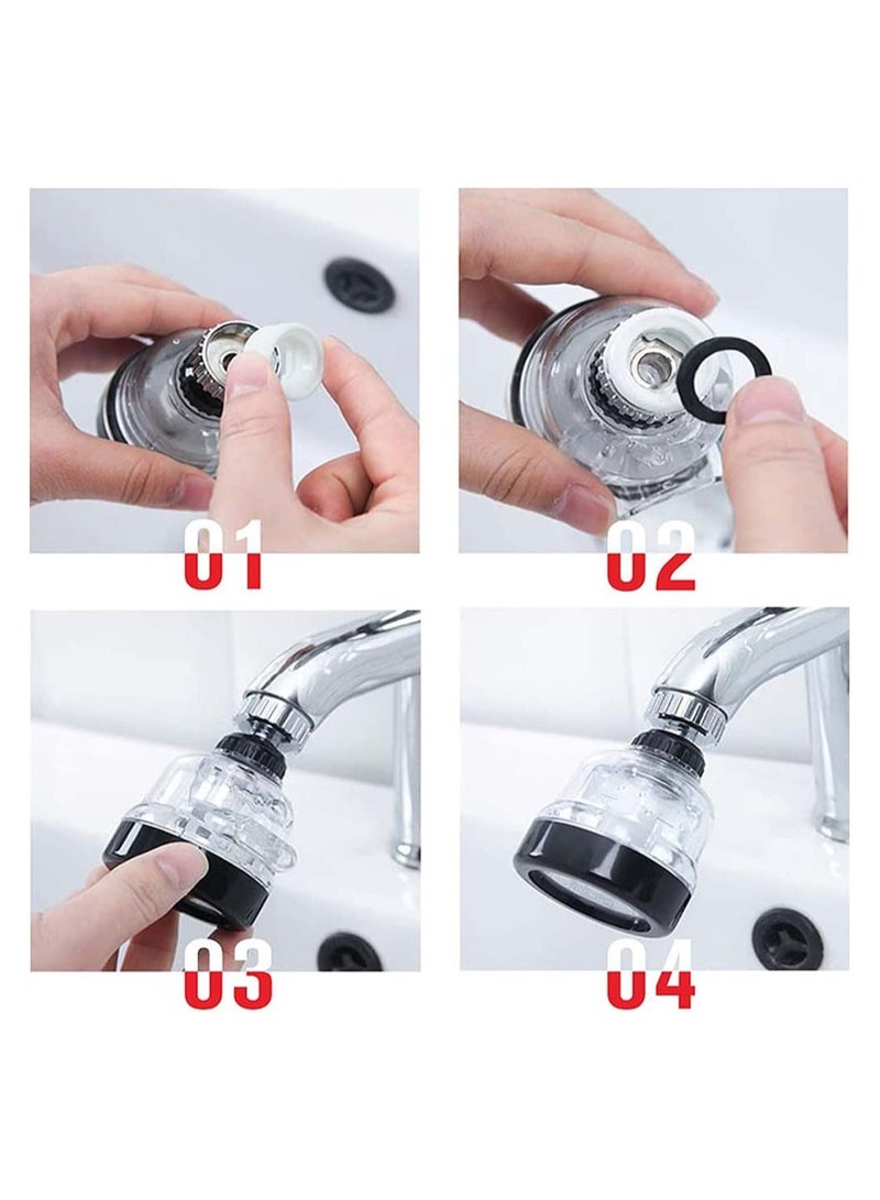 SOLARAE 360¬∞Swivel Faucet Tap Aerator Transparent Adjustable Water Saving Faucet Splash Proof Filter Booster 3 Modes are Adjustable Used in Bathroom Kitchen Washbasin 3Pcs - Image 5