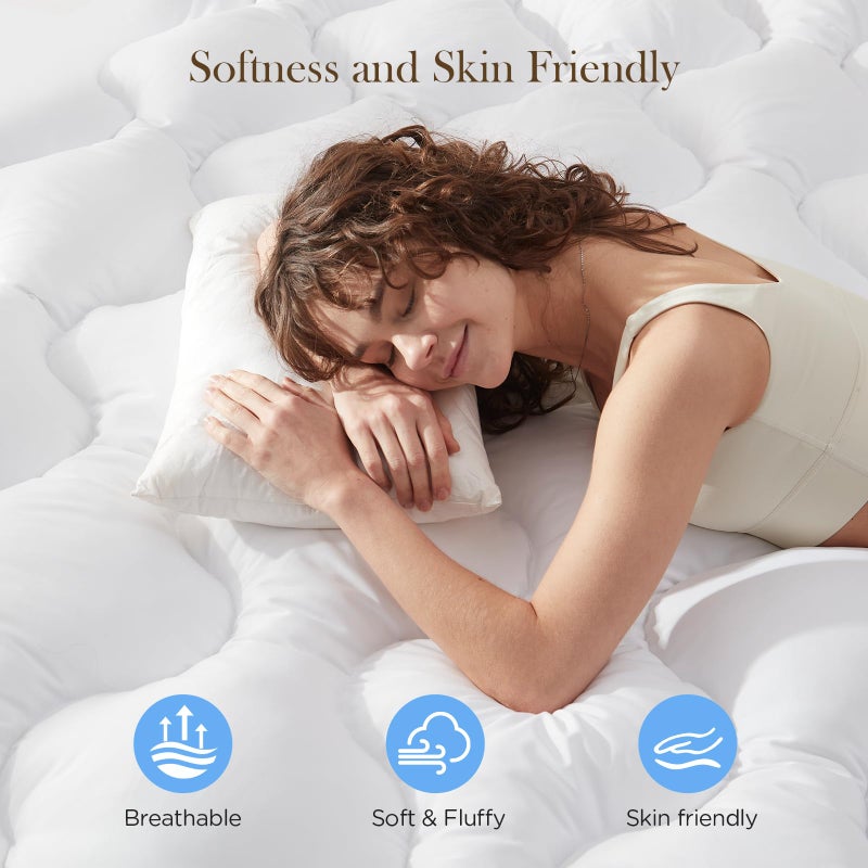 Decroom 3 Inch Memory Foam Mattress Topper King for Back Pain Relief, Filled with Breathable Memory Foam Pillow Topper Soft Fluffy Supportive Bed Mattress Pad, 80x78x3 in - Image 5