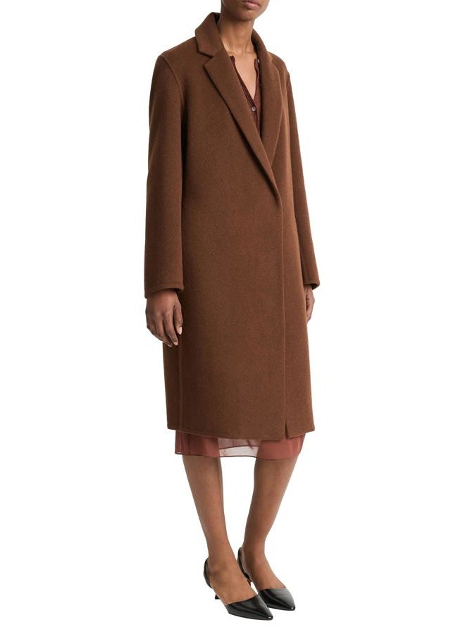 VINCE Womens CLASSIC STRAIGHT COAT, DEEP OAK, X-SMALL - Image 2