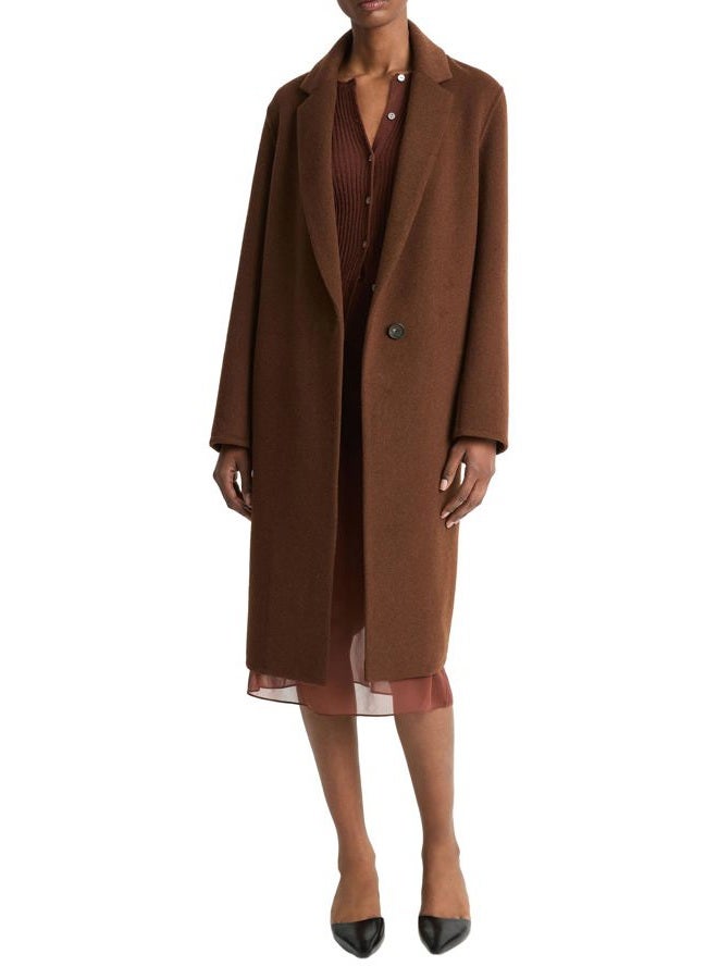 VINCE Womens CLASSIC STRAIGHT COAT, DEEP OAK, X-SMALL - Image 1