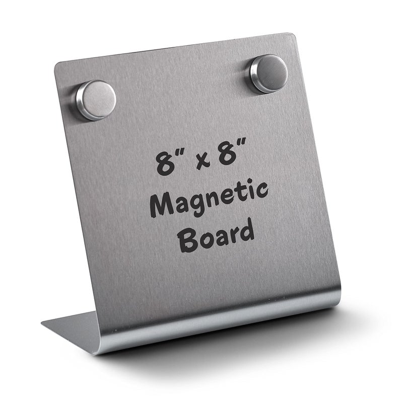 OutFormal Magnetic Bulletin Board with Stand – Small Dry Erase Memo Board – Tabletop Metal Easel for Magnet Display – Mini Home Decor – 8x8 Inches + 2 Magnets - Image 1