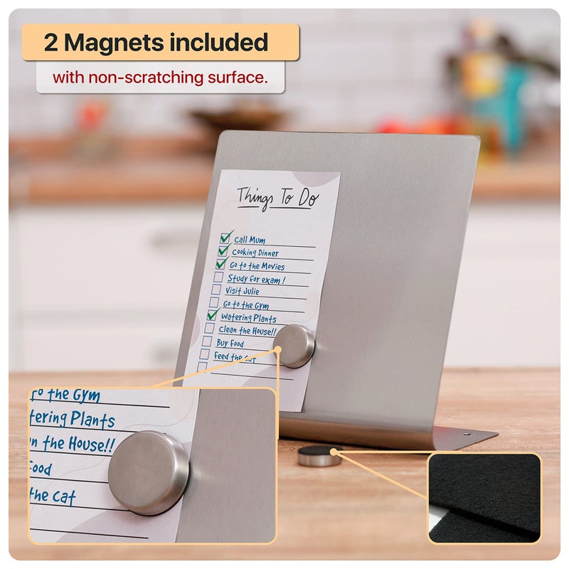 OutFormal Magnetic Bulletin Board with Stand – Small Dry Erase Memo Board – Tabletop Metal Easel for Magnet Display – Mini Home Decor – 8x8 Inches + 2 Magnets - Image 4