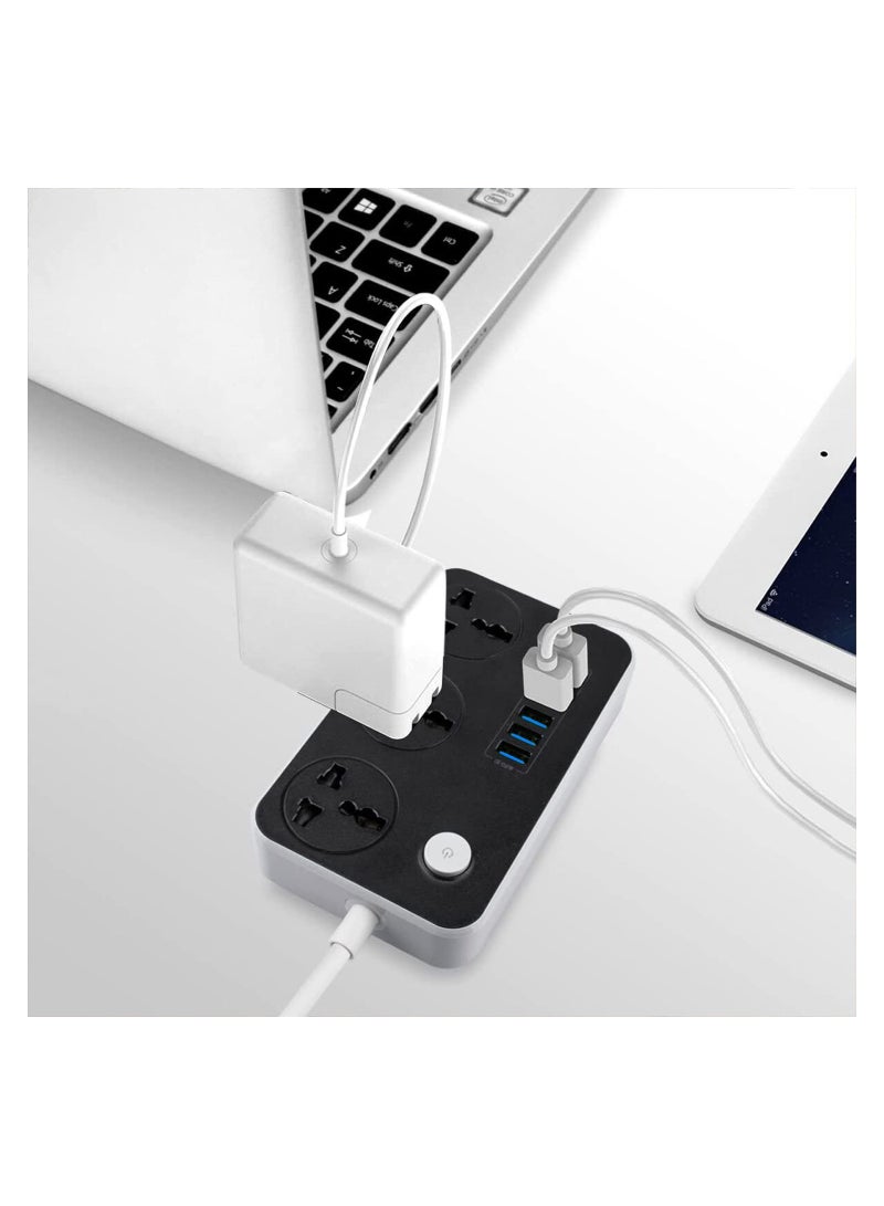 Power Strip with USB Ports，Universal Flat Plug，Power Socket with 6 Quick USB Port (5V 3.4A 17W)  3 Outlets，6.5ft Heavy Duty Extension Cord - Image 4