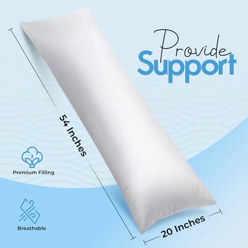 Utopia Bedding Full Body Pillow for Adults (White, 20 x 54 Inch), Long Pillow Insert for Sleeping, Ideal for Side Sleepers - Image 2