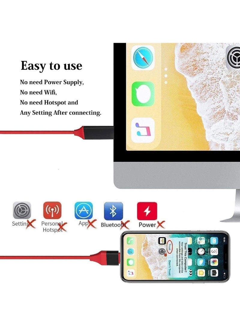 【Apple MFi Certified】 Lightning to HDMI Adapter for Phone to TV Compatible with iPhone 14/13/12/11/X/8/ iPad Sync Screen Connector Directly Connect on HDTV/Monitor/Projector NO Need Power Supply - Image 3