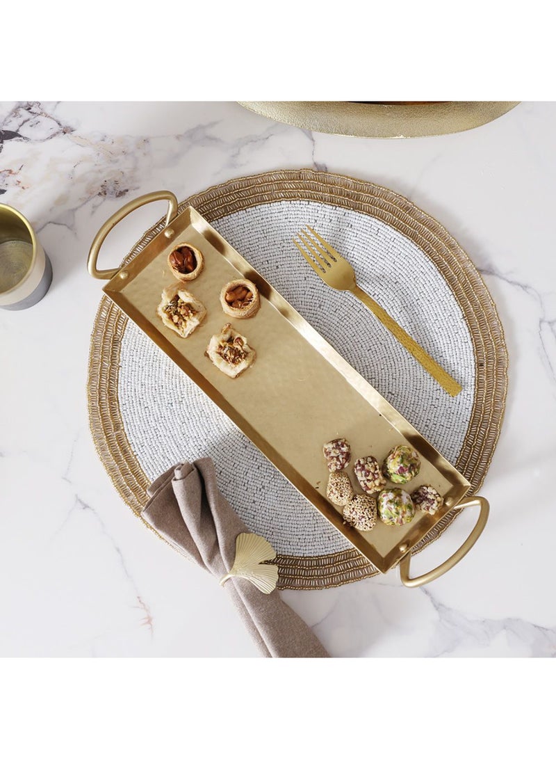 DANUBE HOME Avalon Rectangle Rectangle Serving Tray for Kitchen, Dining & Parties – Elegant Melamine Tray for Snacks, Tea, Coffee, Breakfast, Appetizers & Home Décor L40XW11XH5 Cm Gold  - Image 3