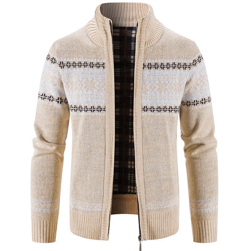 Sweater Top Autumn and Winter Solid Color Cardigan Casual All-match Slim-fit Collar Mens Zipper Collar Handsome Jacket 8868m colors
