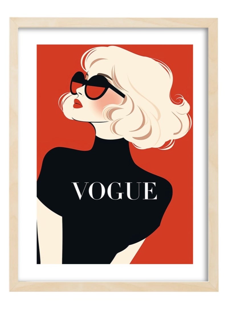 Boomah Accessories Set of 2, Vogue Fashion Girl Design Abstract Wall Art Poster with Frame 30x40cm  - Image 3