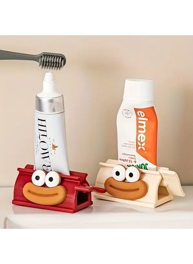 3 Colors Available Red Big Mouth Design Easy Squeeze Toothpaste Dispenser Manual Bathroom Accessories - Image 1