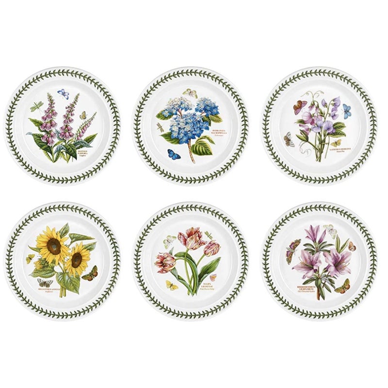 Portmeirion Portmeirion Botanic Garden Dinner Plates Set of 6  Assorted Floral Motif Chip Resistant Fine Earthenware Microwave Dishwasher Freezer  Oven Safe  Perfect for Everyday Use  Special Occasions 