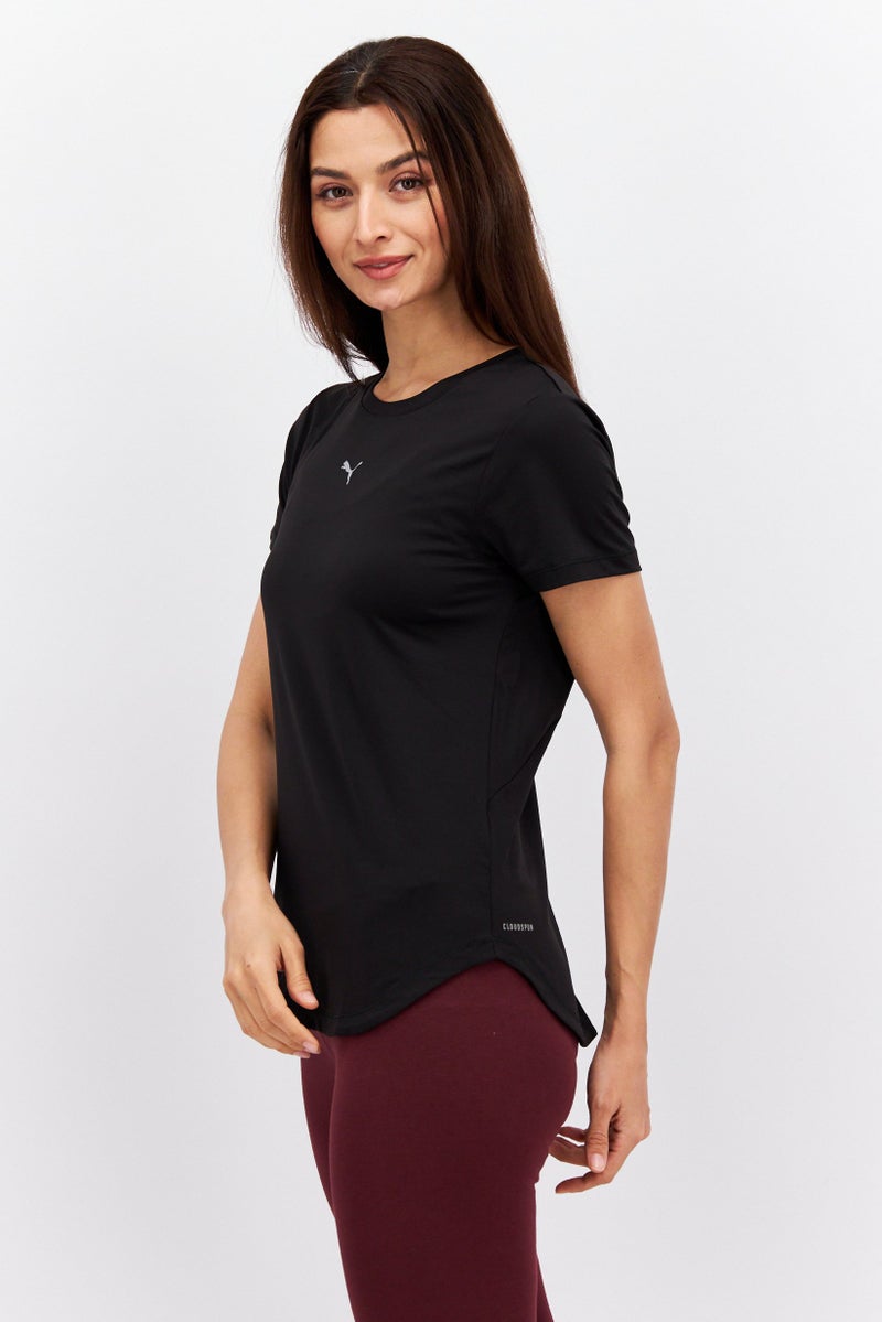 PUMA تي شيرت رياضي نسائي قصير الأكمام للجري، أسود - Image 3