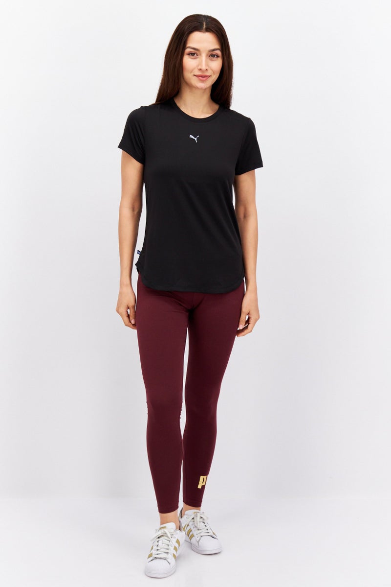 PUMA تي شيرت رياضي نسائي قصير الأكمام للجري، أسود - Image 4