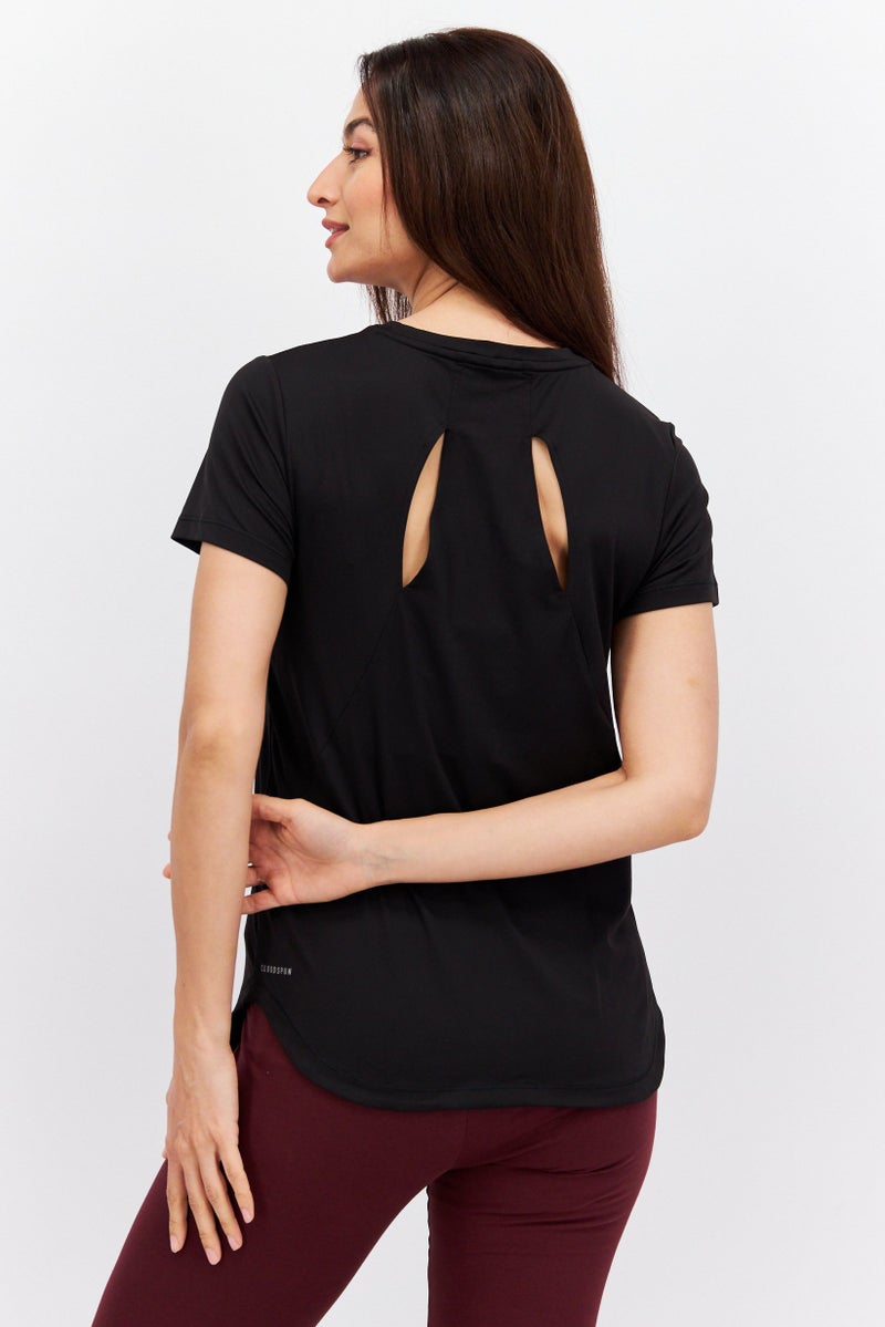 PUMA تي شيرت رياضي نسائي قصير الأكمام للجري، أسود - Image 2