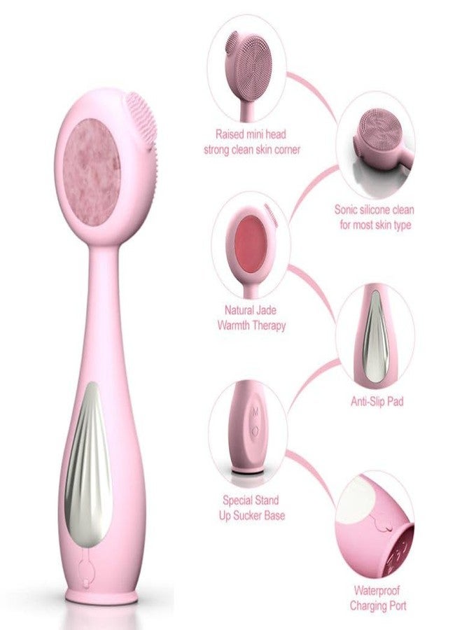 ilika Facial Massage Brush With Jade (Pink) - Image 4