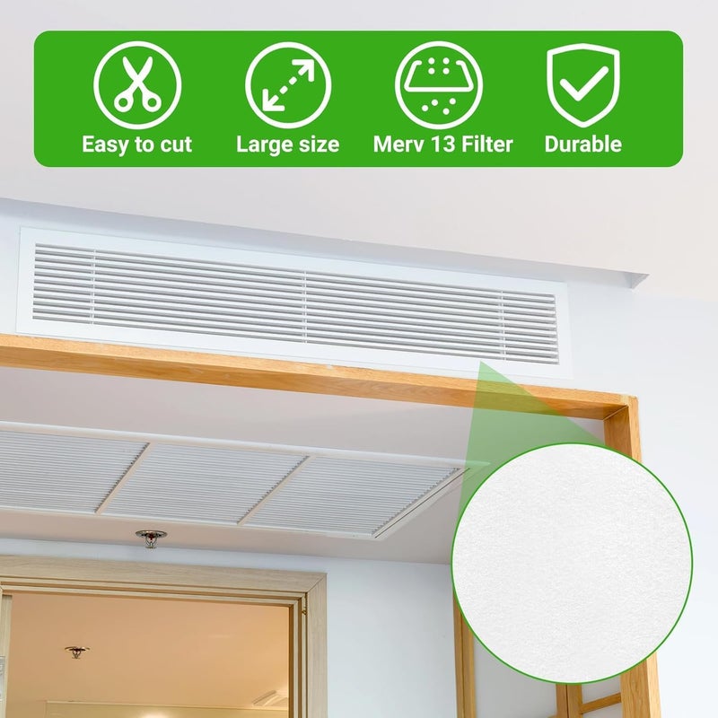 Purfex AC Vent Cover Set, Air Vent Filter 20in x 84in Electrostatic Non Woven Polyester Fabric Vent Filter, DIY Vent Filter Media for Cleaner Air, Filter Roll with Installation Tape - Image 5