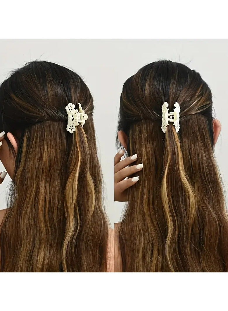 Goolsky 3pcs Floral Hair Clips, Matte Plastic, Simple Style, Rectangular Shape, Medium Size, Solid Color, Hair Accessories Set for Half-Up Ponytails - Image 2