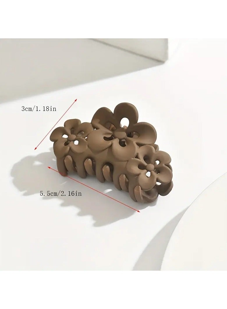Goolsky 3pcs Floral Hair Clips, Matte Plastic, Simple Style, Rectangular Shape, Medium Size, Solid Color, Hair Accessories Set for Half-Up Ponytails - Image 5