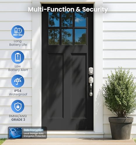 Veise Fingerprint Door Lock, Keyless Entry, Auto Lock, Electronic Keypad Deadbolt for Front Door, Biometric, Anti-Peeking Password, Easy Install, Satin Nickel - Image 5