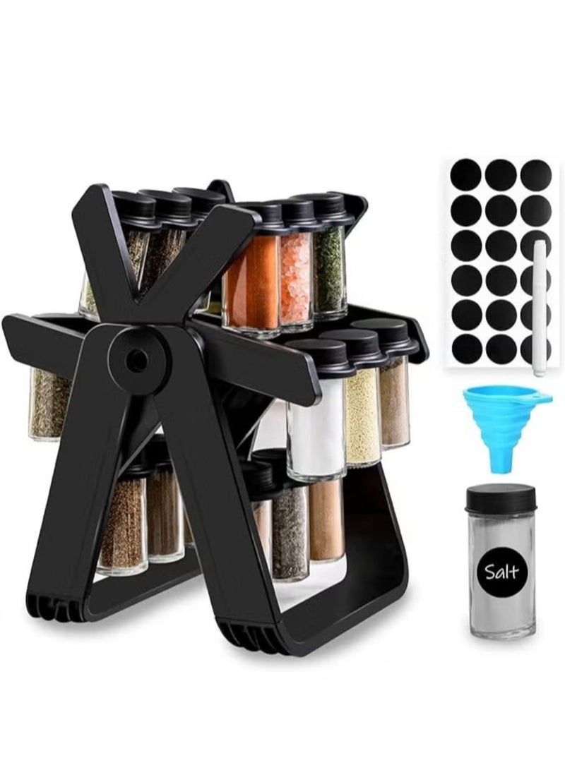 Denx Elegant Rotating Spice Rack with 18 Glass Jars – 360° Rotation, Space-Saving, Durable and Easy to Use - Image 1