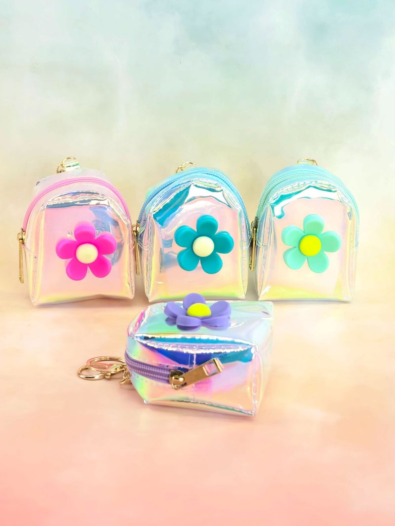 estella New Laser Rainbow Bow Keychain Purse with Mini Backpack, Cute Storage Bag for Girls - Image 5