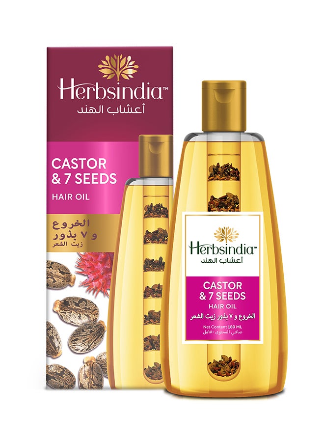 Herbsindia Castor And 7 Herbal Seeds Hair Oil With Nourish Tube Clear 180ml  - Image 1