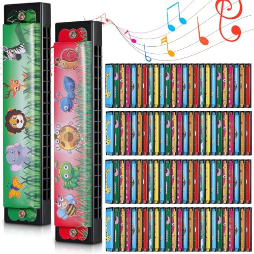 Fiada 30 Pcs Harmonica for Kids 16 Holes Harmonicas Musical Instrument Toy Gift Cartoon Double Row Return Gifts for Birthday Party Favors Goodie Bags Stuffers Kids Over 6 Years Old - Image 1