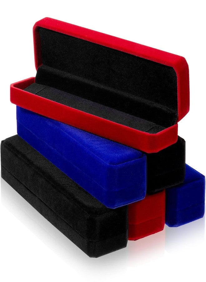Mtlee 6 Pieces Long Velvet Necklace Box Red Blue Black Velvet Jewelry Boxes Chain Necklace Gift Box Long Bracelet Storage Display Case for Mother's Day, Wedding, Engagement, Birthday, Anniversary - Image 1
