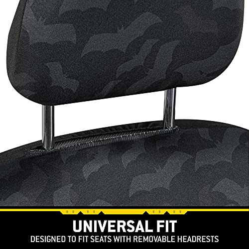 BDK أغطية مقاعد أمامية من باتمان من وارنر بروس DC كوميكس مع وسائد حزام الأمان - تناسب عالمي للشاحنات وسيارات الدفع الرباعي والفانات والسيدان - مجموعة ملحقات السيارة وأفكار هدايا، إشارة باتمان، واقي مقعد فارس الظلام - Image 4